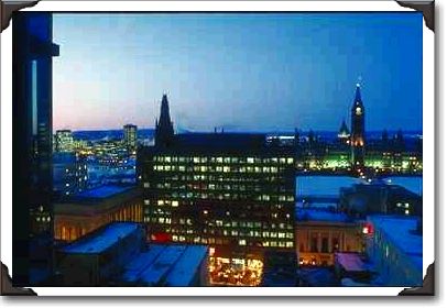 Night view of Parliament Hill from World Exchange Plaza