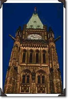 Vertical view of Peace Tower, Parliament Hill
