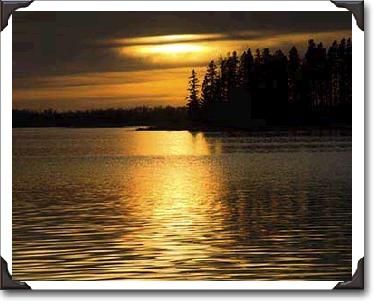 Sunset at Astotin Lake, Alberta.