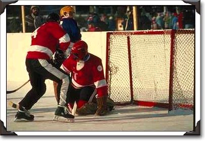 Action around the net, Hockey, Winterlude