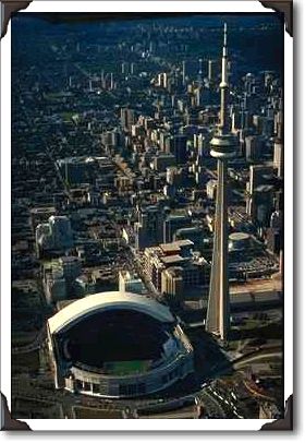 Skydome from south with CN Tower, Toronto, Ontario
