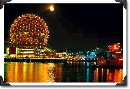 Expo 86 Center and full moon, Vancouver, British Columbia