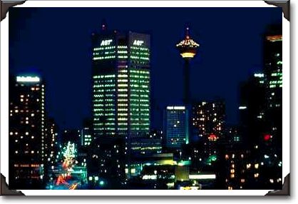 Night view of the city center, Calgary, Alberta
