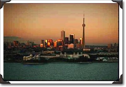 Lake and city skyline with CN Tower, Toronto