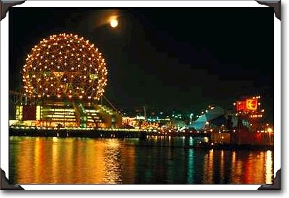 Expo '86 Center and full moon, Vancouver
