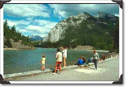 Tourists and river, Banff, Alberta