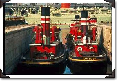 Historic tugs at Montreal waterfront, Quebec