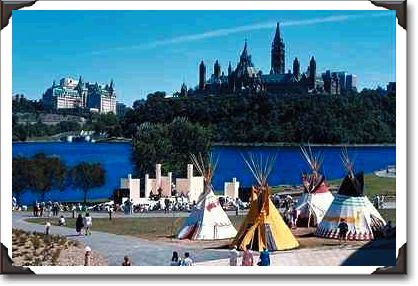 Tipis on the Museum grounds, opposite Parliament Buildings