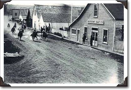 Indian horse race, Hazelton, BC, c.1910, PA-95756