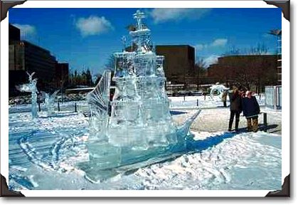 Sailing ship ice sculpture, Ottawa, Ontario