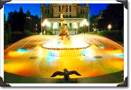 Fountain and Legislative Buildings, Victoria, BC