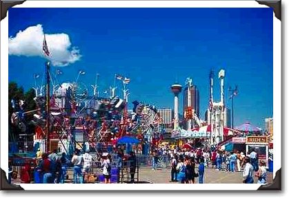 The midway rides at the Calgary Stampede
