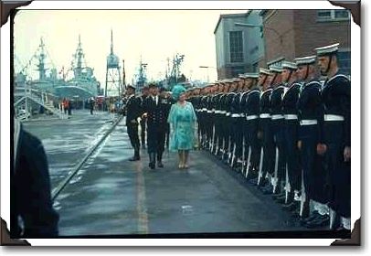Queen Mother reviewing troops, New Brunswick