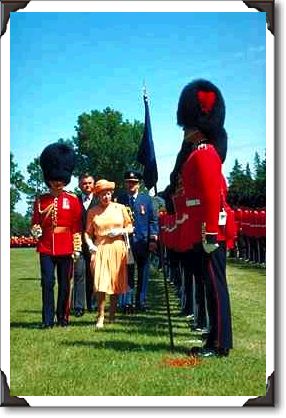 Queen Elizabeth reviewing her color guard, Ottawa