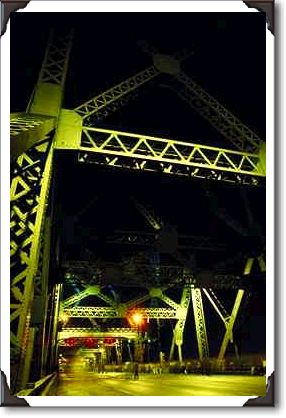People on Jacques Cartier Bridge at night, Montreal, Quebec