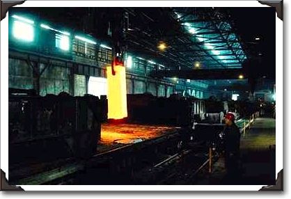 Steel mill casting ingots, Sydney, Nova Scotia