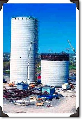 Construction of concrete storage silos, Westray Coal, Nova Scotia