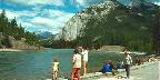 Tourists and river, Banff, Alberta
