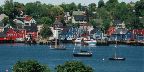 Historic Lunenburg with many colorful buildings