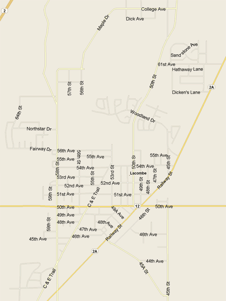 Lacombe Map, Alberta