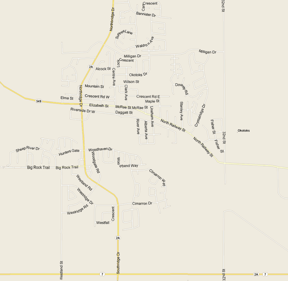 Okotoks Map, Alberta