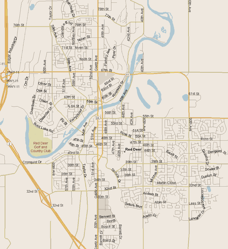 Red Deer Map, Alberta