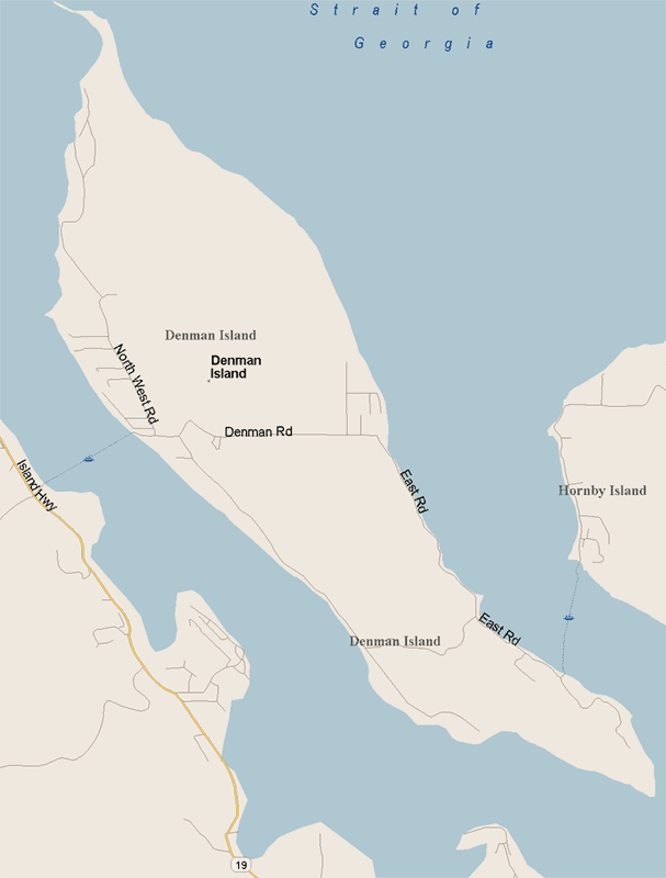 Denman Island Map, British Columbia