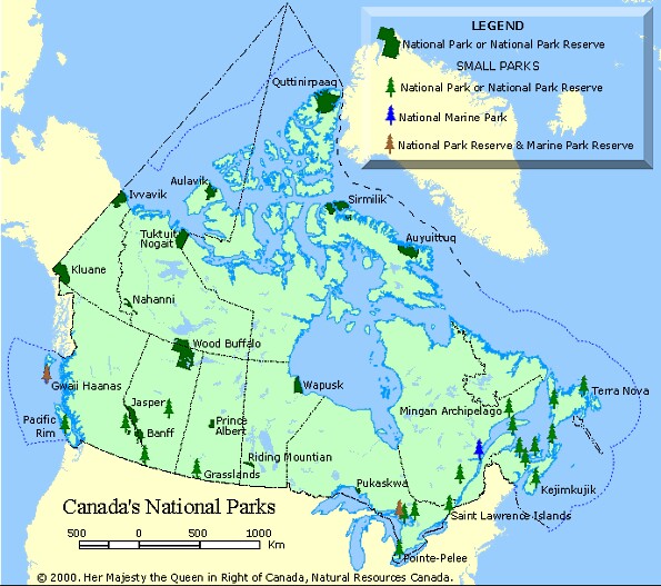 Canada National Parks Map Listings Canada