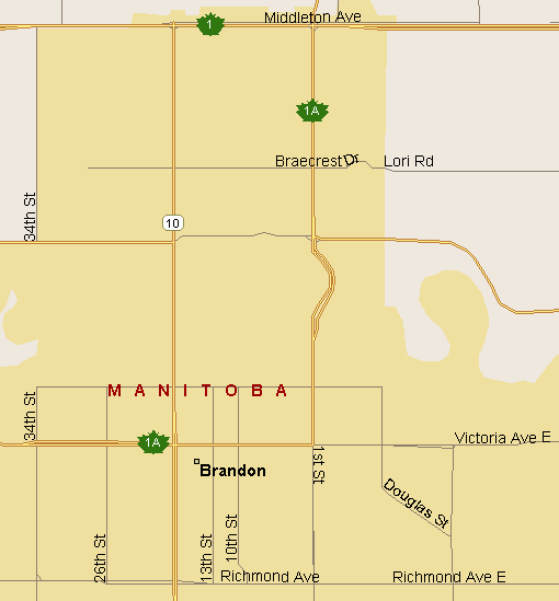 Brandon Map (Region), Manitoba