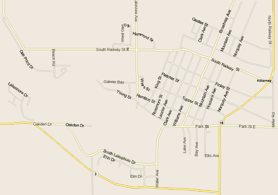 Killarney Map, Manitoba