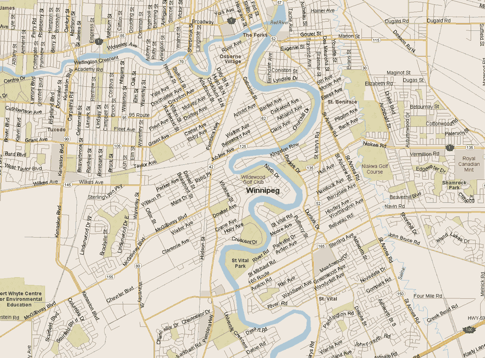 Winnipeg Map (South), Manitoba