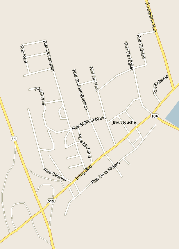Bouctouche map Map, New Brunswick