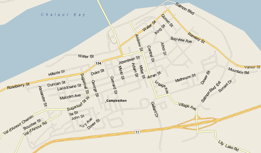 Campbellton map Map, New Brunswick