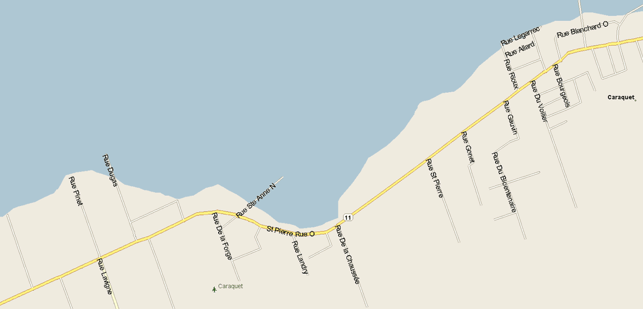 Caraquet West map Map, New Brunswick