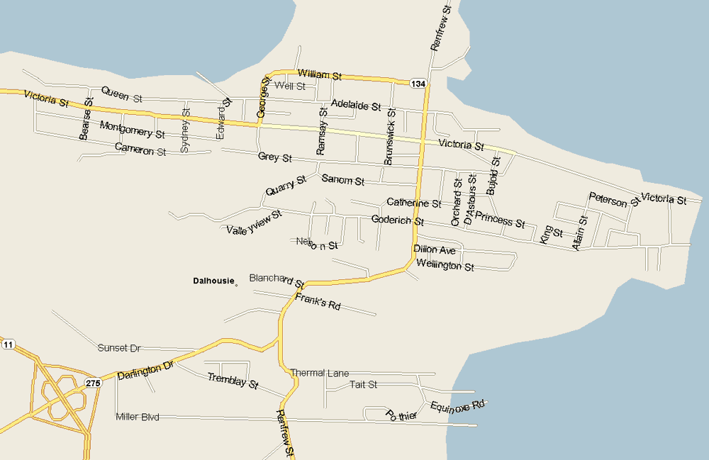 Dalhousie map Map, New Brunswick