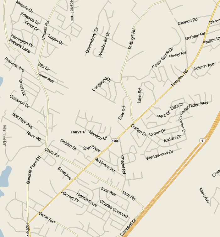 Fairvale map Map, New Brunswick