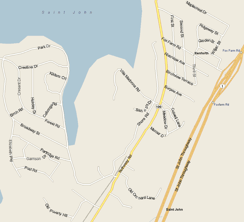 Renforth map Map, New Brunswick