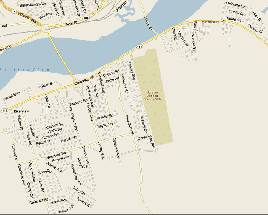 Riverview map Map, New Brunswick