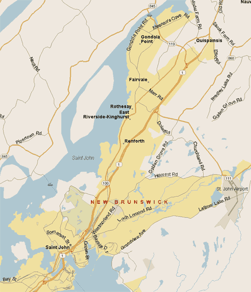 Saint John Map (Region), New Brunswick