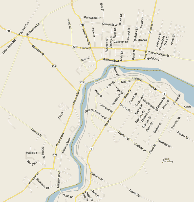 Saint Stephen Map, New Brunswick