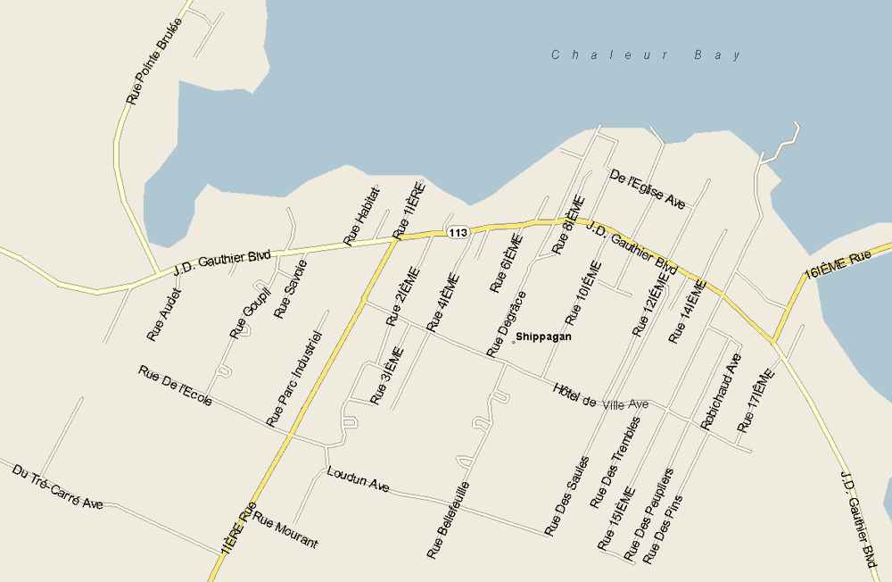 Shippagan map Map, New Brunswick