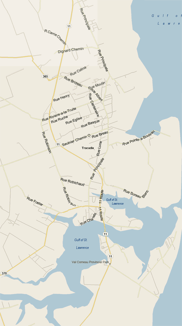 Tracadie Map, New Brunswick