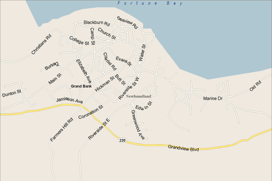 Grand Bank Map, Newfoundland