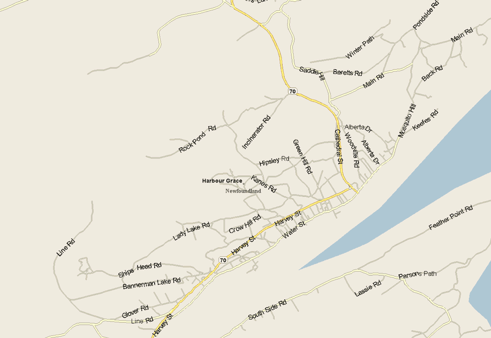 Harbour Grace map Map, Newfoundland