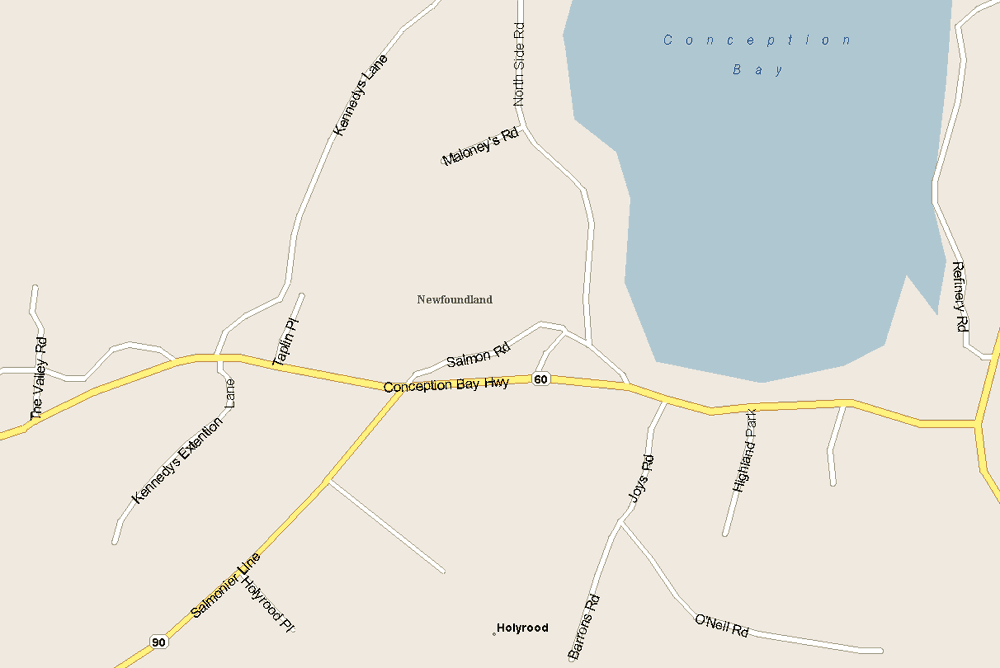 Holyrood map Map, Newfoundland