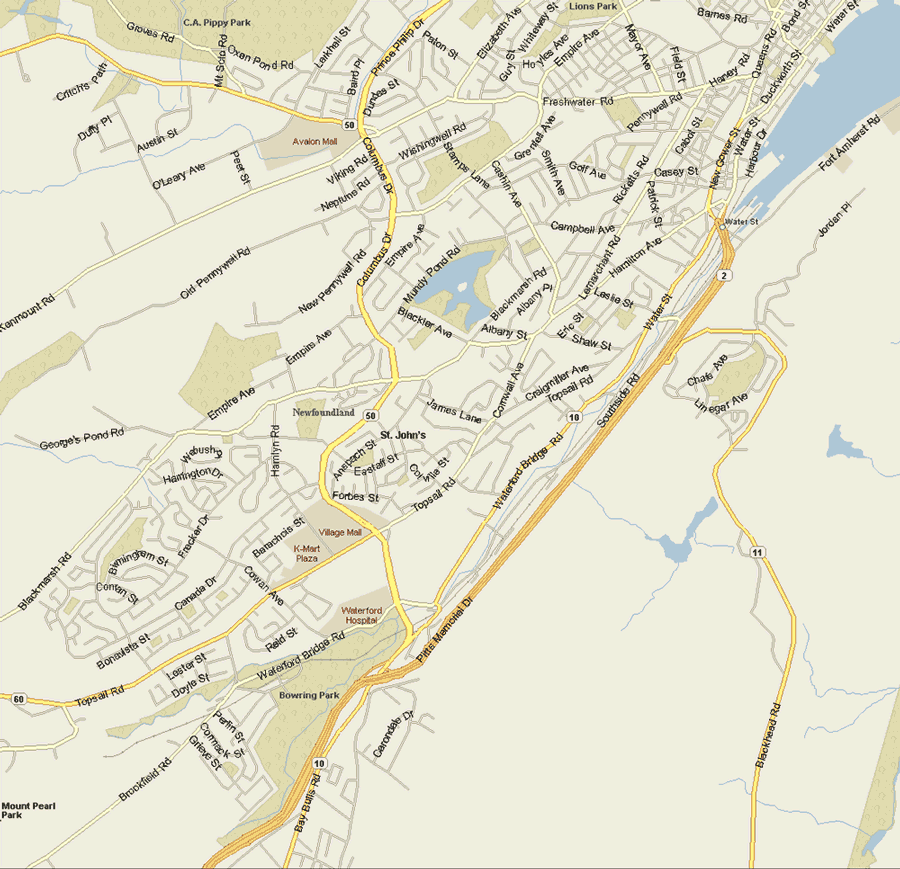 Saint John's South map Map, Newfoundland
