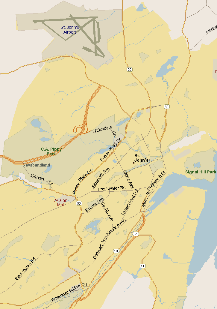 Saint John's Map (Region), Newfoundland