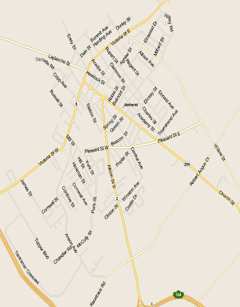 Amherst Map, Nova Scotia