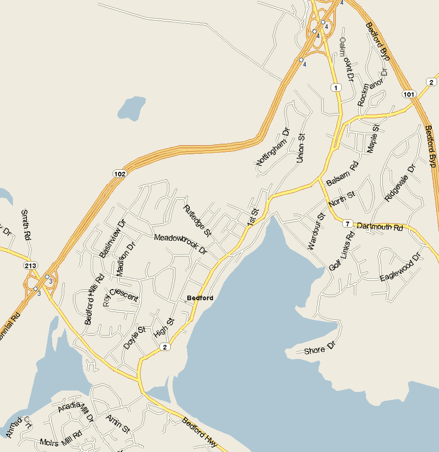 Bedford Map, Nova Scotia