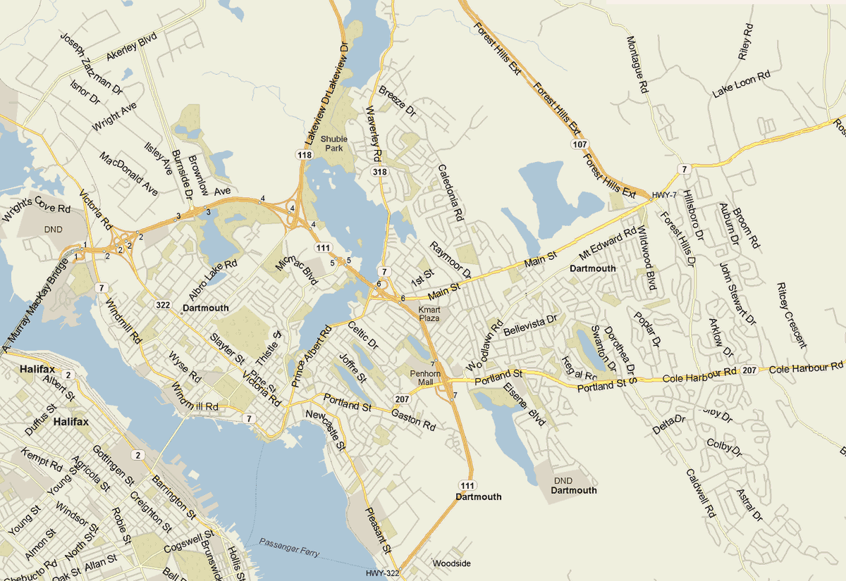 Dartmouth Map, Nova Scotia